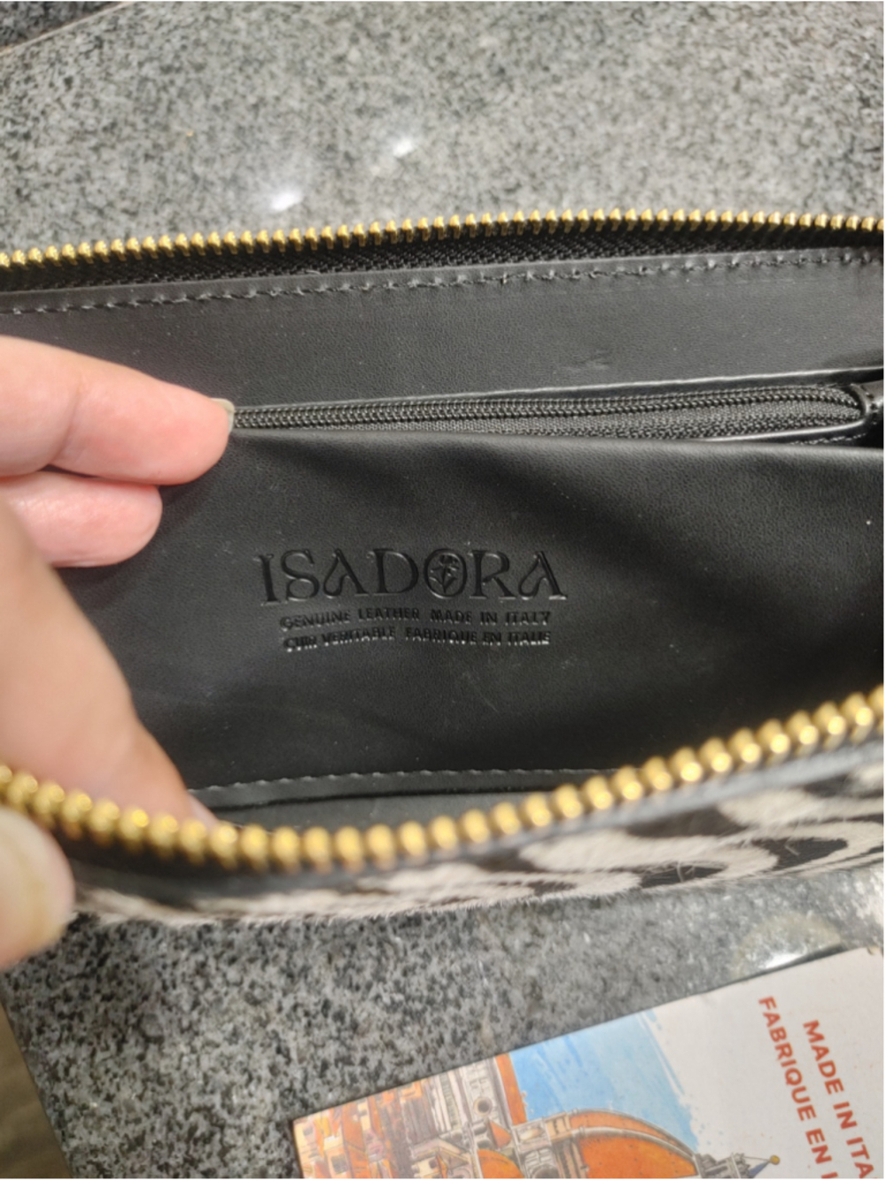 Women's Isadora Zebra Print Genuine Leather Hair on Hide Wallet, Black and White - Picture 6 of 12